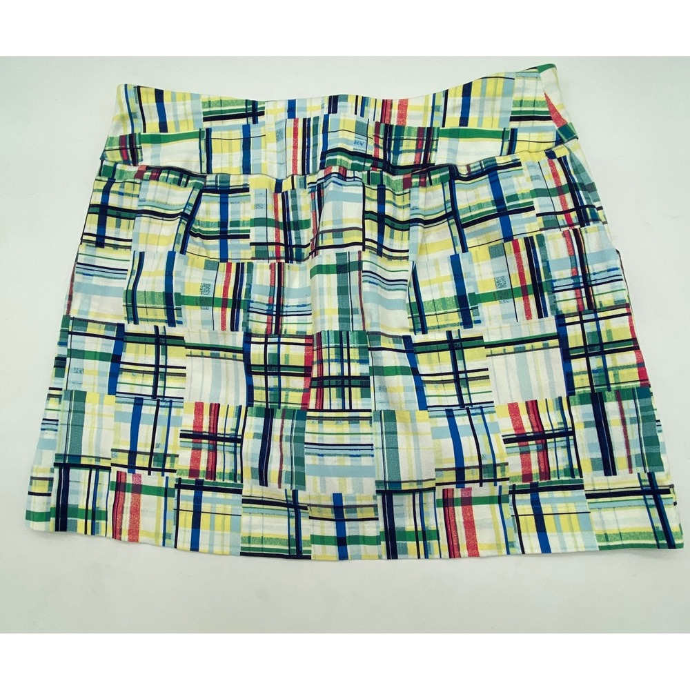 Zac & Rachel Petite Multi Color Plaid Patchwork Skort Size 6P Stretch Golf Mini